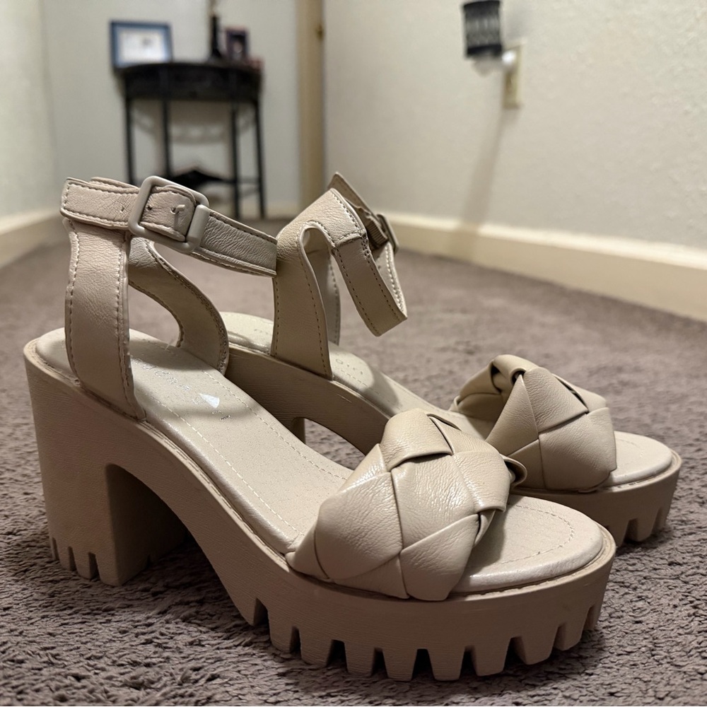 Madden Girl Cream Platform Heels